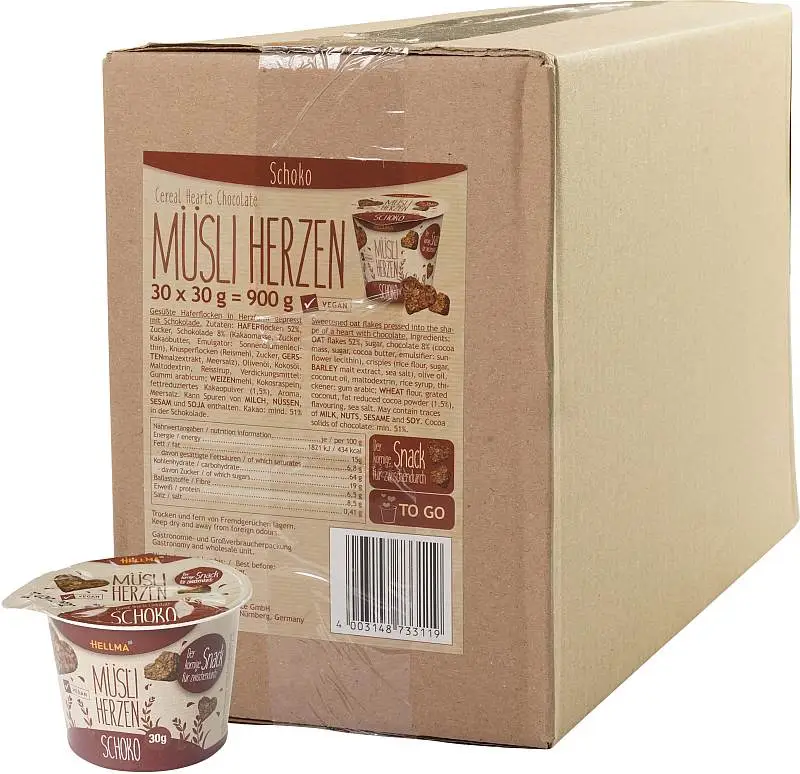 HELLMA Müsliherzen Schoko 30 x 30g | CaterPoint.de