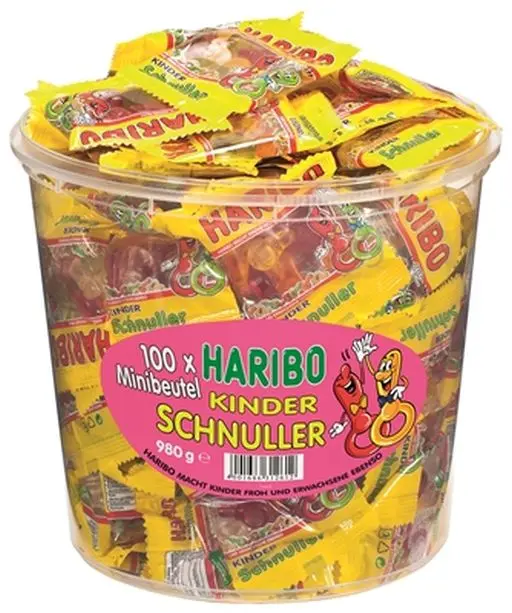 Haribo Kinder Schnuller Minibeutel 100 Stück in Runddose