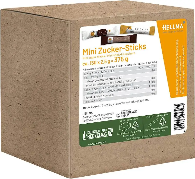 Hellma Mini Zucker-Sticks 150 x 2,5g | CaterPoint.de