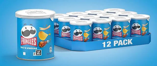 Pringles Salt & Vinegar 12er-Pack mit 40g Dosen im blauen Tray