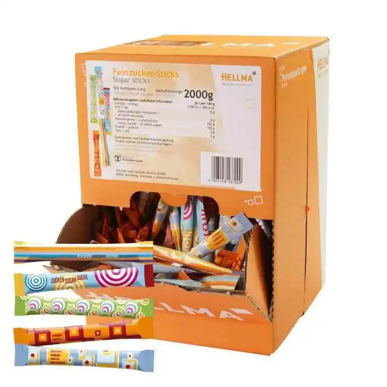 Feinzucker-Sticks 500 x 4g im Displaykarton | CaterPoint.de