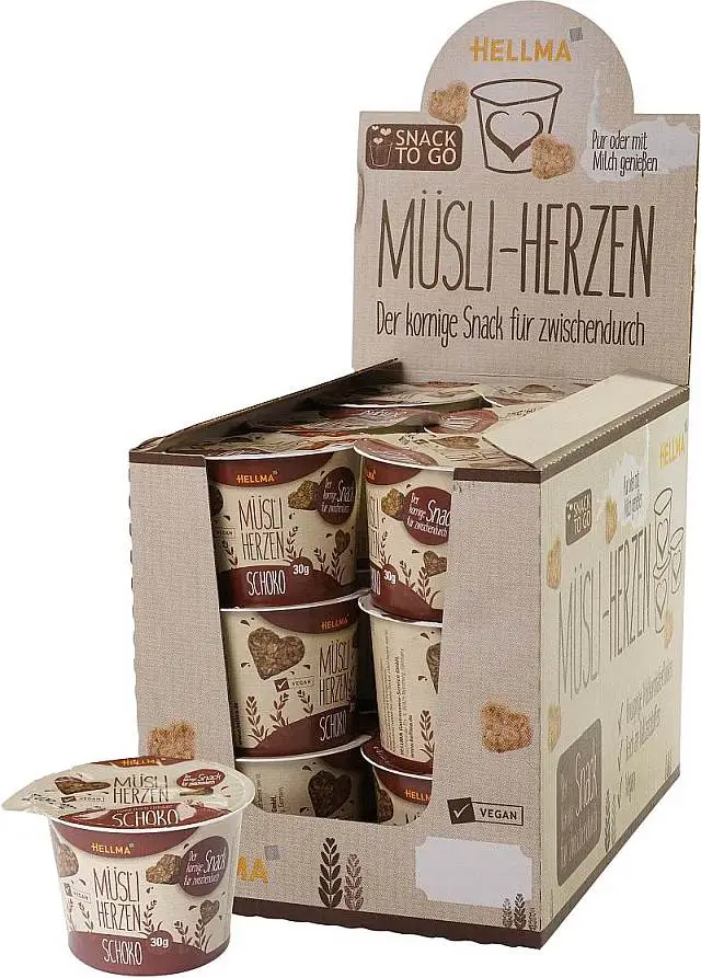 HELLMA Müsliherzen Schoko 18 x 30g | CaterPoint.de